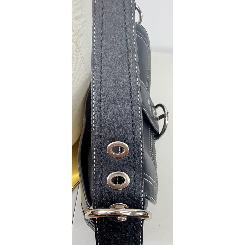 Coach Soho Black Leather Flap Handbag F10910 Silver Buckle Shoulder Bag READ - Picture 10 of 16